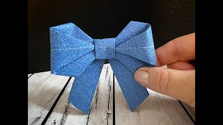 How to Make ORIGAMI Paper Bow/CHRISTMAS Wrapping