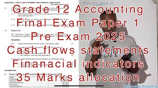 Grade 12 Accounting Final Exam Paper 1 [ Cash flows Statements & Financial Indicators]