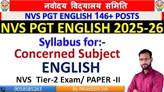NVS PGT ENGLISH Syllabus 2025 | NVS PGT ENGLISH Concerned Subject Syllabus 2025