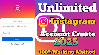 How To Instagram Account Create Unlimited /Instagram Account Create Method 2025 / New Method 
