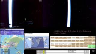 Moment Nauka's thrusters fired changing ISS' attitude. Both live cameras with real time telemetry