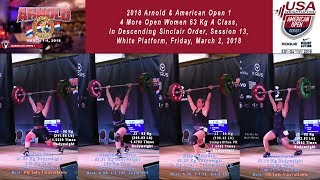 2018 Arnold-AO 1 - 4 More Open Women 63 Kg A Lifters, Side-By-Side, Friday March 2, 2018