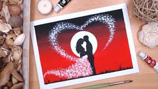 Beautiful Couples Scenery With Acylric Colour step by step for beginners l Easy Acylric Drawing