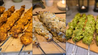 3 varieties of Indian kebabs. republic day special. Spicy kabab /Malai kabab/Hariyali Kabab