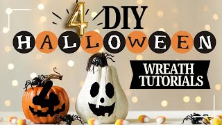 4 DIY HALLOWEEN WREATH TUTORIALS | Step By Step Beginner Wreath Making | BONUS  -Dollar Tree Gnome