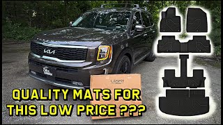 2020-2025 Kia Telluride Lasfit Full Set floor mats review . (Front, Rear, 3rd roll, Trunk).