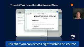 Transcript and Page Notes   Quick Link Export all Notes