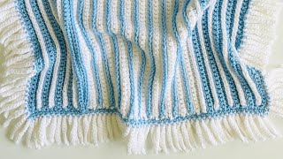 Crochet, Sky Blue Stripes, Baby Blanket, Modern, Stripes, Nautical