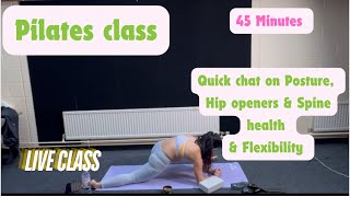 Pilates for Posture, Hip Openers & Spine Flexibility | Live Class 🧘‍♀️| Talk on Posture #mossmethod