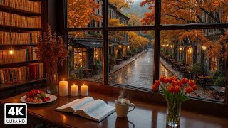 Peaceful Autumn Night with Gentle Jazz Piano Music 🍂 Warm Coffee Shop Space for Study & Relax #19