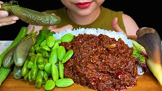SPICY TOMATO FISH PASTE CURRY, STINK BEANS, BOILED VEGGIES