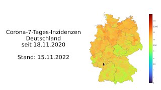 Corona 7-Tages-Inzidenzen Deutschland (Stand 15.11.2022), animierte Karte im zeitlichen Verlauf