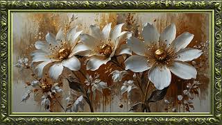 Golden Oil Paint Flowers  | Frame TV Art Screen Saver | Frame Studio 4K