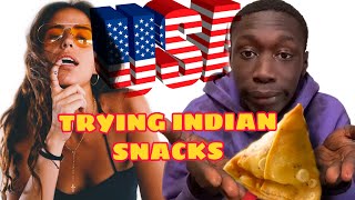 HOT GIRL HOT SNACKS ! TRYING INDIAN SNACKS FOR THE FIRST TIME ! JR