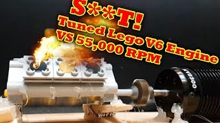 Epic Failure Lego V6 Engine VS 55,000 RPM Catastrophic Failure Explodes!! Epic Sound