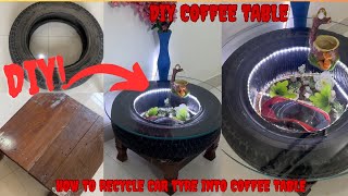 Diycoffee table|how to recycle car tyre into coffeetabletyretable|recycling ideas|Live with Ranjana|
