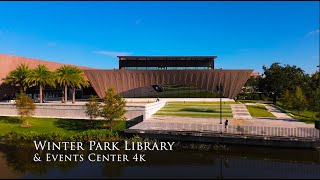 Winter Park Library 4K Aerial Drone Footage Sunrise Winter Park Events Center Florida 2023