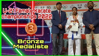 Sami Final Inter zone U-21 Female Karate championships 2022 in Tall katora Stadium #mohit_kansal