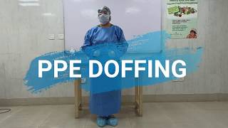 Doffing (taking off) of PPE by hospital staff - COVID-19