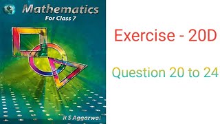 class 7 math (rs aggarwal) Exercise 20D question 20 to 24 solution||Mensuration