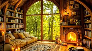 Warm & Cozy Vibes 🌙 Fireplace Ambience & Lofi Beats, Jazz Music, Relaxing Music,....