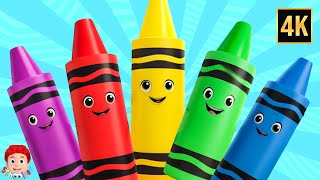Five Little Crayons Jumping on the Bed, Learn Colors & More Learning Videos for Kids