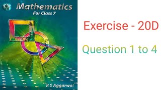 class 7 math (rs aggarwal) Exercise 20D question 1  to 4 solution||Mensuration