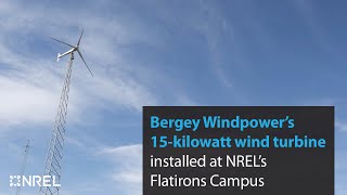 Bergey Windpower’s 15-kilowatt wind turbine installed at Flatirons Campus