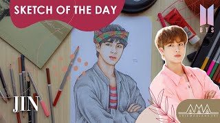 (Sketch Of The Day) BTS JIN Handsome Moment (Menggunakan Pakaian Adat Madura) INDONESIA