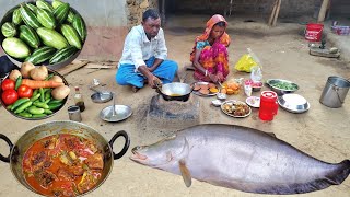 First time CHITOL FISH CURRY recipe and aloo with potol cooking by tribe parents|village life food