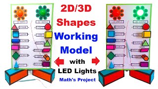 2d - 3d shapes working model with led lights for maths project exhibition - diy - craftpiller