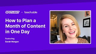 Live Workshop - How to Plan a Month of Content in One Day - Sarah Morgan