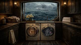 Stormy Ocean Ship Laundry Room 🌊 Rain, Waves & Washing Machine Ambience for Sleep