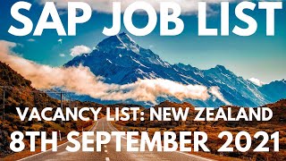 SAP Vacancies : New Zealand - 8th September 2021