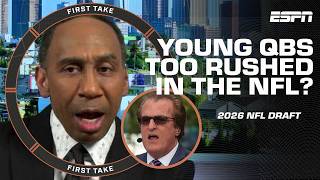Stephen A. calls out Mel Kiper Jr. to EXPLAIN WHY the NFL has a QB development problem | First Take