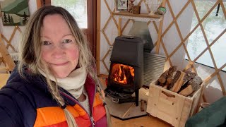 YURT overnight at -10°F with SAUNA | Cozy Woodstove | Winter chores | Off-grid