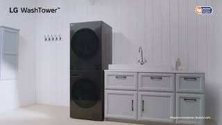 LG WashTower™ - topptestad tvätt- och torklösning med stor kapacitet i kompakt format.