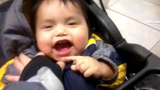 My happy lil man loves been tickled haha