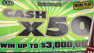 2 CASH X 50 $10 INSTANT WIN NEW YORK LOTTERY SCRATCH OFF TICKETS