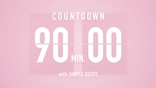 90 Minute Countdown Timer 🌸 Flip Clock with Simple Beeps 🔔