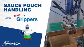 Precise Sauce Pouch Transfer with Vacuum Gripper | Packaging Line | Magic Gripper (MC20D)