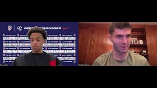 USMNT midfielder Tyler Adams and Christian Pulisic; Team USA reacts to World Cup drawing