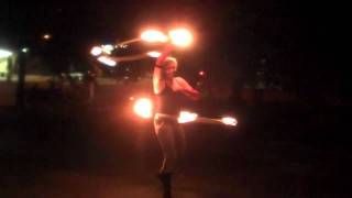 Abby Double Fire Hooping on Halloween at Bula Kafe