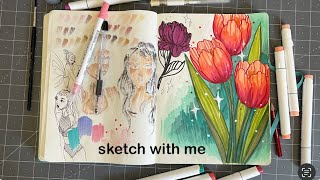 SKETCH WITH ME/ TULIPS OHUHU MARKERS // jacquelindeleon