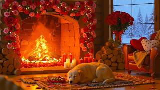 Sweet Valentine's Day Music for Dogs 💖🐶12 HOURS Gentle Anti-Anxiety Music For Dogs - Fireplace Sound