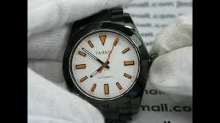 PARNIS PVD MILGAUSS ORANGE MARK WHITE DIAL 39MM CASE SAPPHIRE CRYSTAL