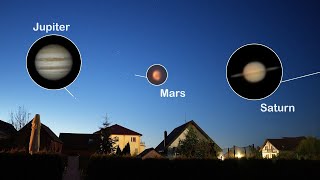 Mars, Jupiter and Saturn visible with the naked eye in the morning sky! August 2024.  Nikon P1000
