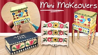 EASY Folk Art paint makeovers for PLAIN dollhouse furniture 