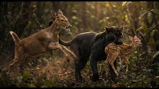 Legendary Battles of Beer& Black Panther ,When a Mother Fights Death | Baby Deer Saved from Panther