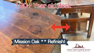 Mission Oak Desk Refinish with Details